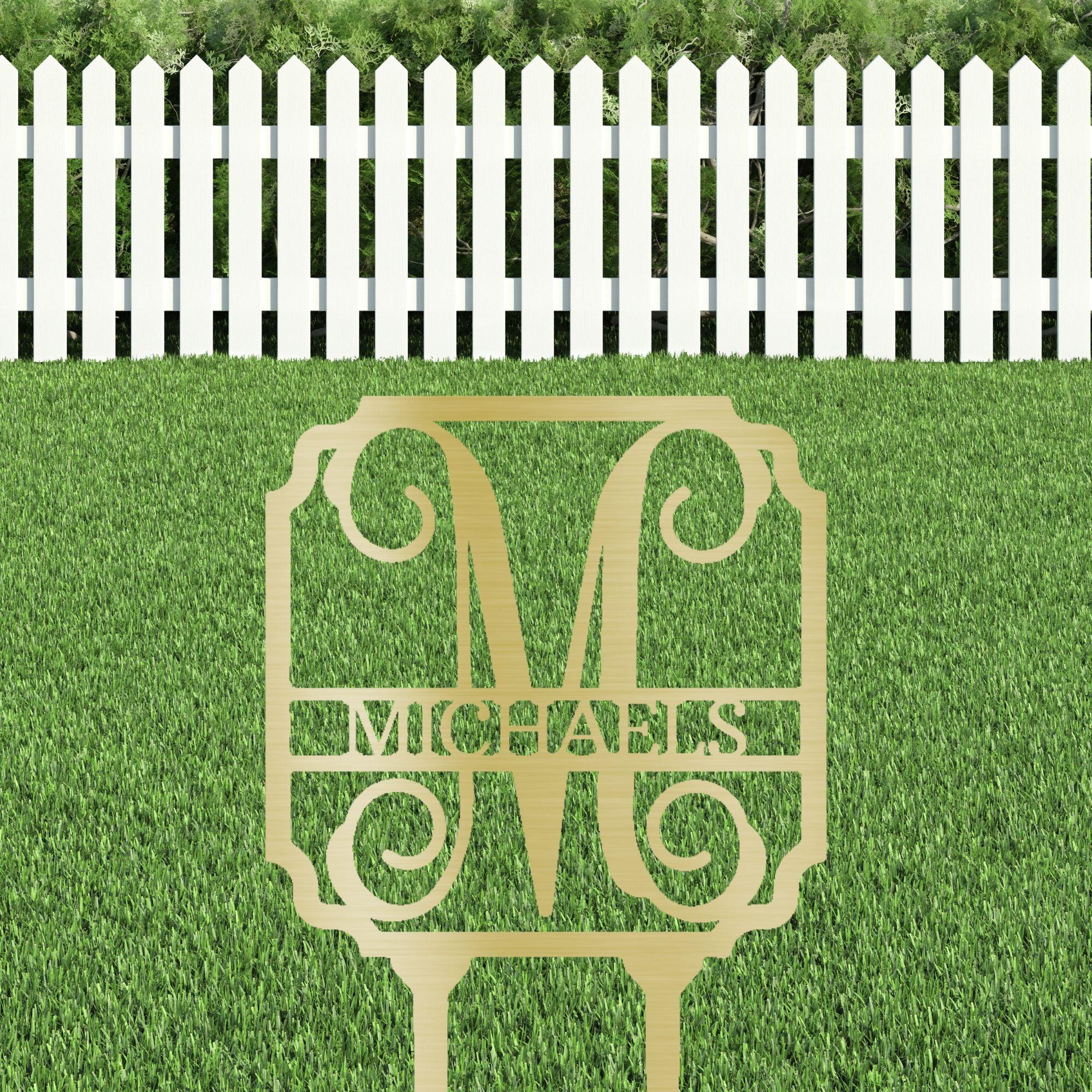 Vine Custom Name Initial Address Garden Lawn Yard Steel Stake Sign - Mallard Moon Gift Shop