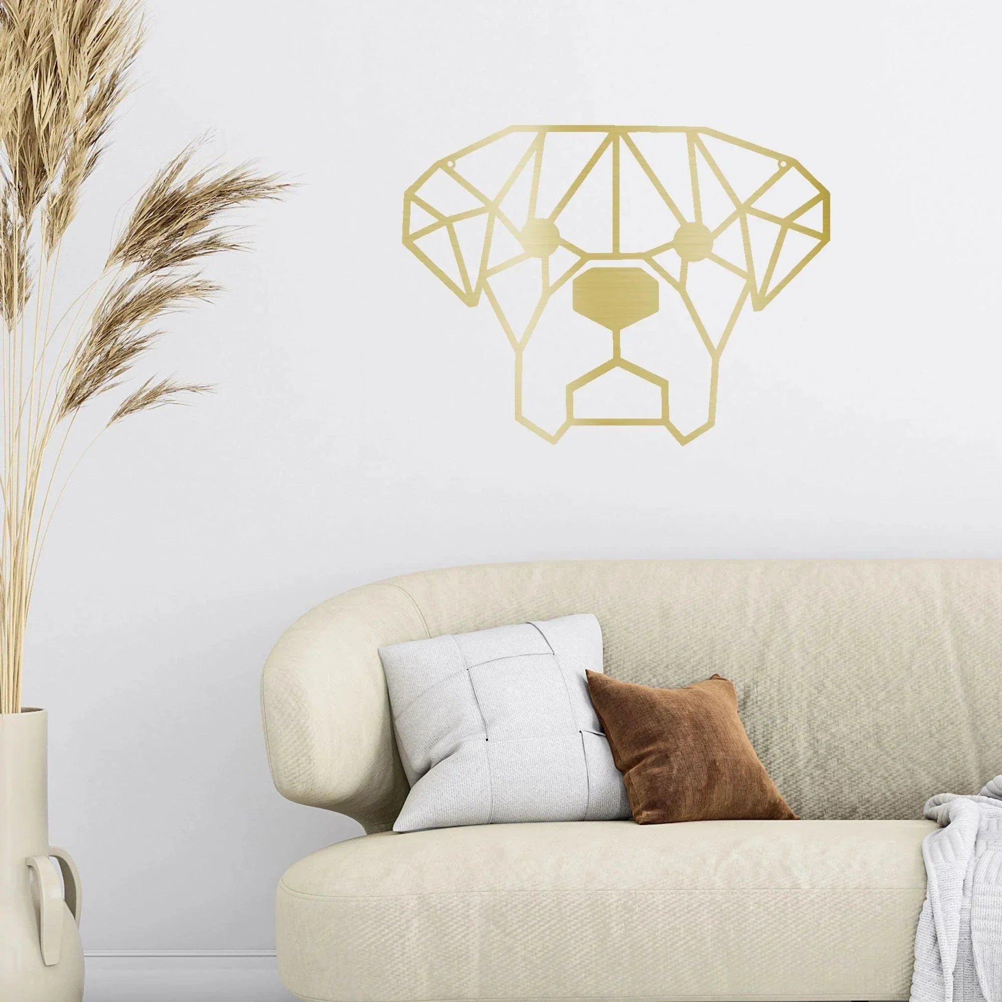 Dog Geometric Face Metal Art Wall Sign