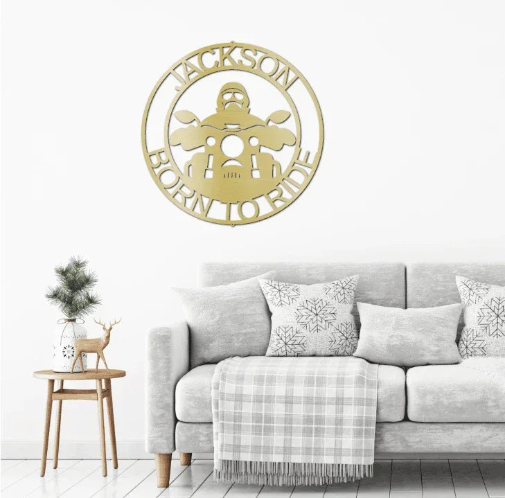 Motorcycle Born to Ride Custom Name Metal Art Wall Sign