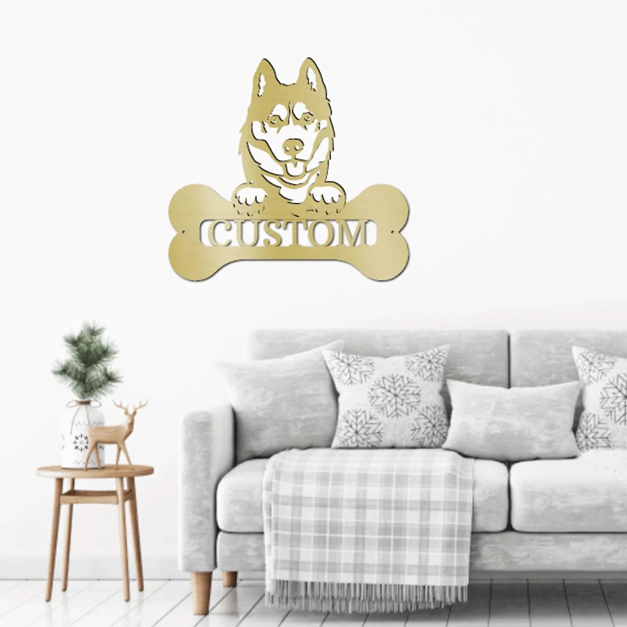 Siberian Husky Dog Custom Name Metal Art Wall Sign