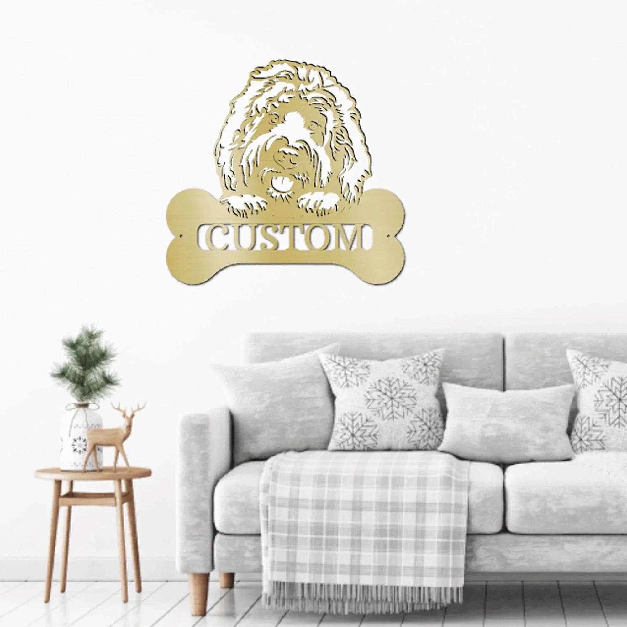 Goldendoodle Dog Custom Name Metal Art Wall Sign