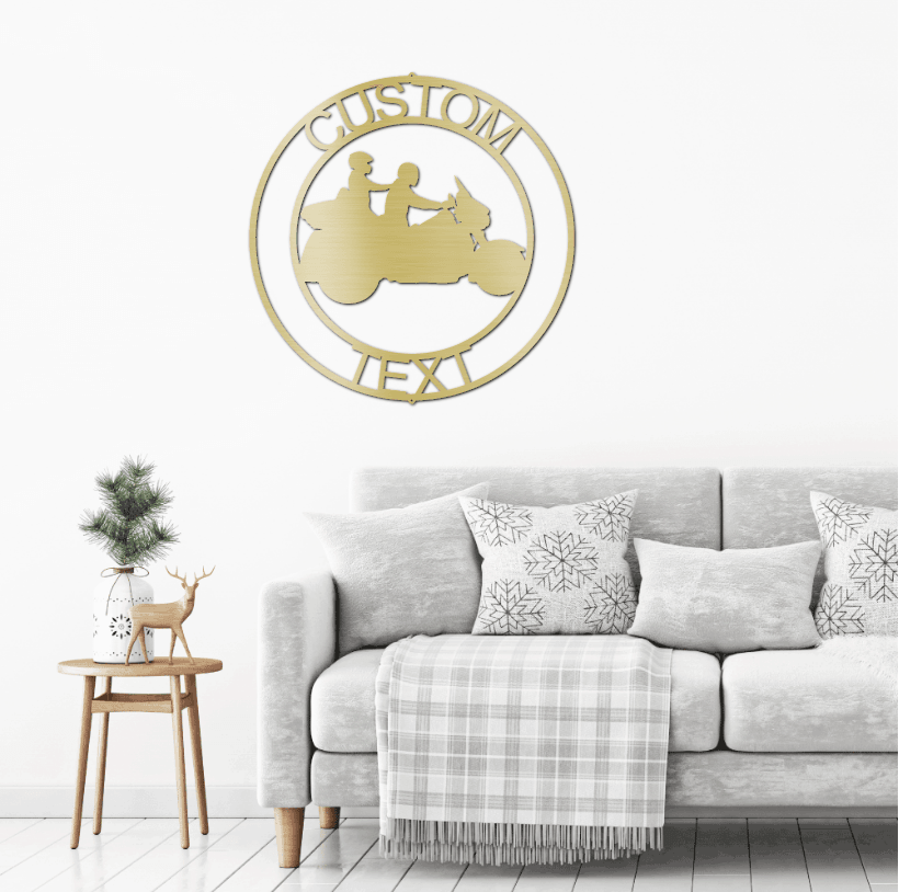 Motorcycle Couple Personalized Metal Art Wall Sign - Mallard Moon Gift Shop