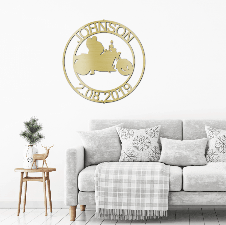 Motorcycle Couples Custom Name Metal Art Wall Sign - Mallard Moon Gift Shop