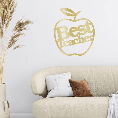 Best Teacher Apple Indoor Outdoor Steel Wall Sign - Mallard Moon Gift Shop