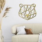 Bear Metal Art Wall Sign Geometric Head Home Office School Decor