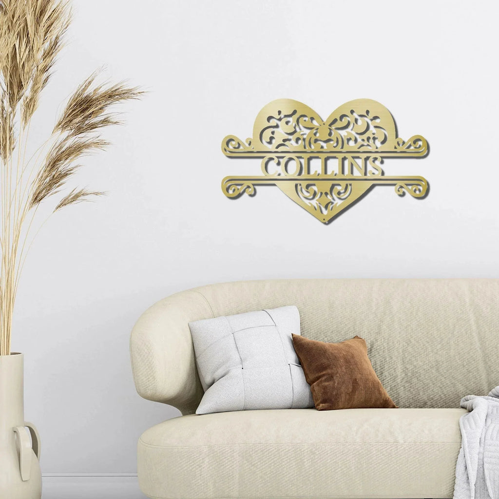 Fancy Heart Custom Name Steel Wall Sign