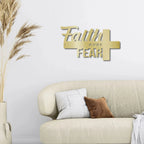 Faith Over Fear Christian Cross Metal Wall Art