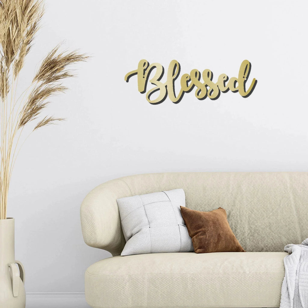 Blessed Word Script Indoor Outdoor Steel Walll Sign