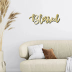 Blessed Word Script Indoor Outdoor Steel Walll Sign
