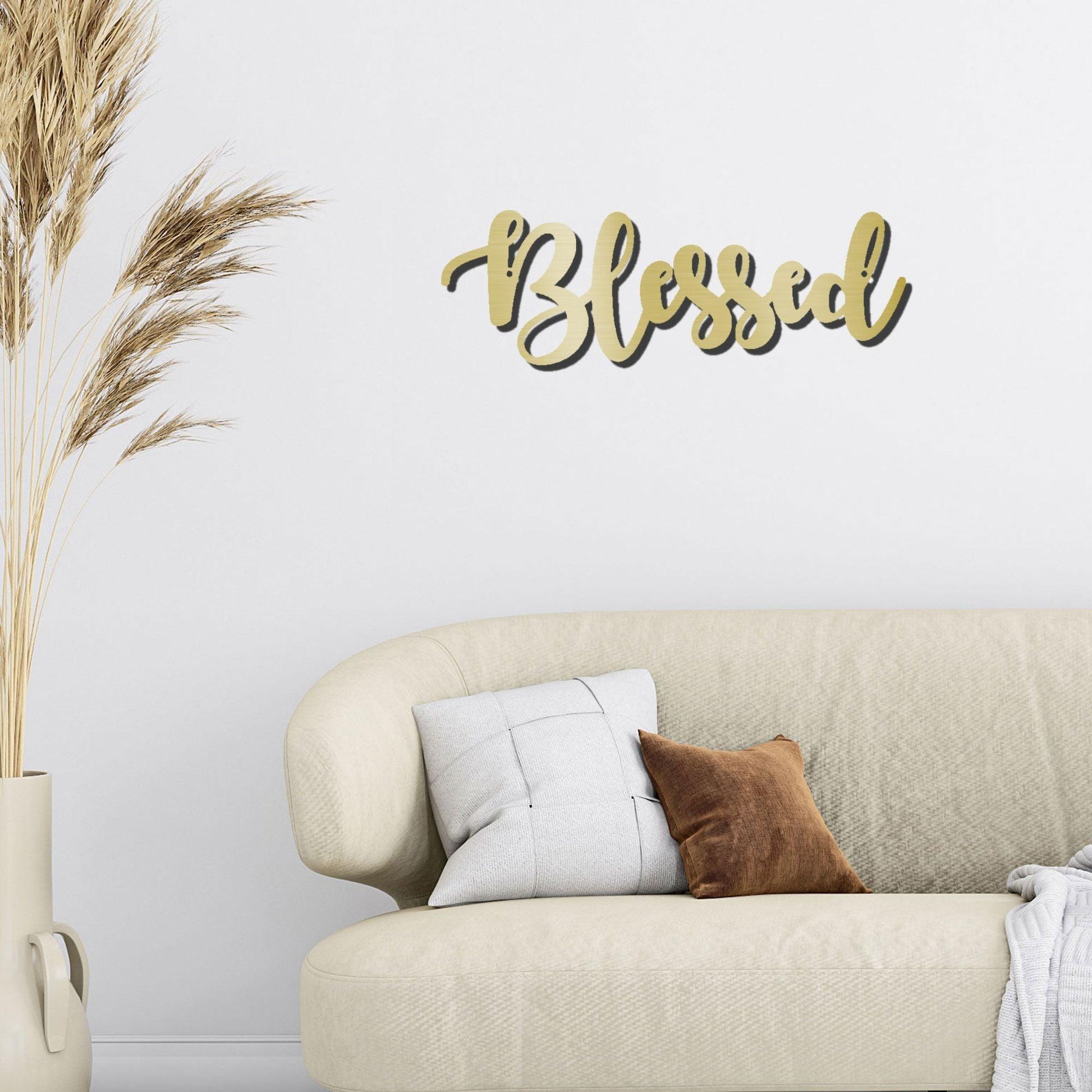 Blessed Word Script Indoor Outdoor Steel Walll Sign - Mallard Moon Gift Shop
