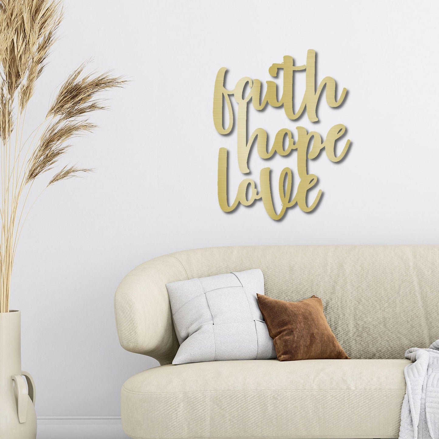 Faith Hope Love Script Indoor Outdoor Steel Wall Sign - Mallard Moon Gift Shop