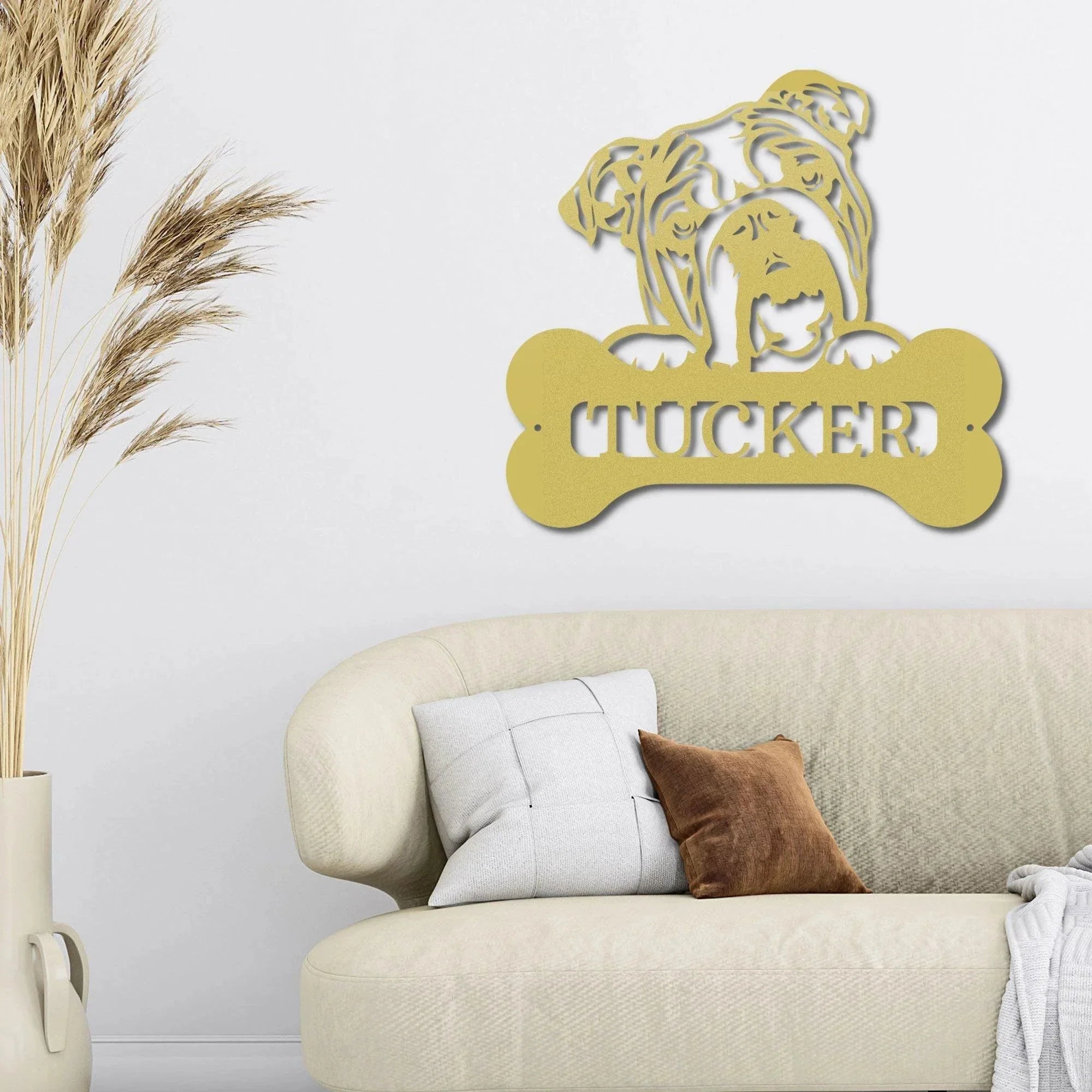 Bulldog Custom Name Metal Art Wall Sign