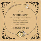 Granddaughter Sunflower Bracelet, Motivational Message Birthday Gifts Life is learning to dance in the rain,