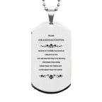 Granddaughter Engraved Silver Dog Tag Necklace, Motivational Heartfelt Birthday, Christmas Holiday Gifts For Granddaughter, You are Braver than you Believe, Loved More than you Know