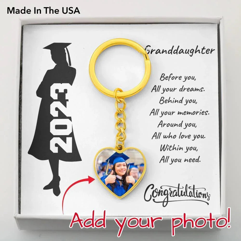 Granddaughter Graduation Gift All Your Dreams Engraved Heart Keychain