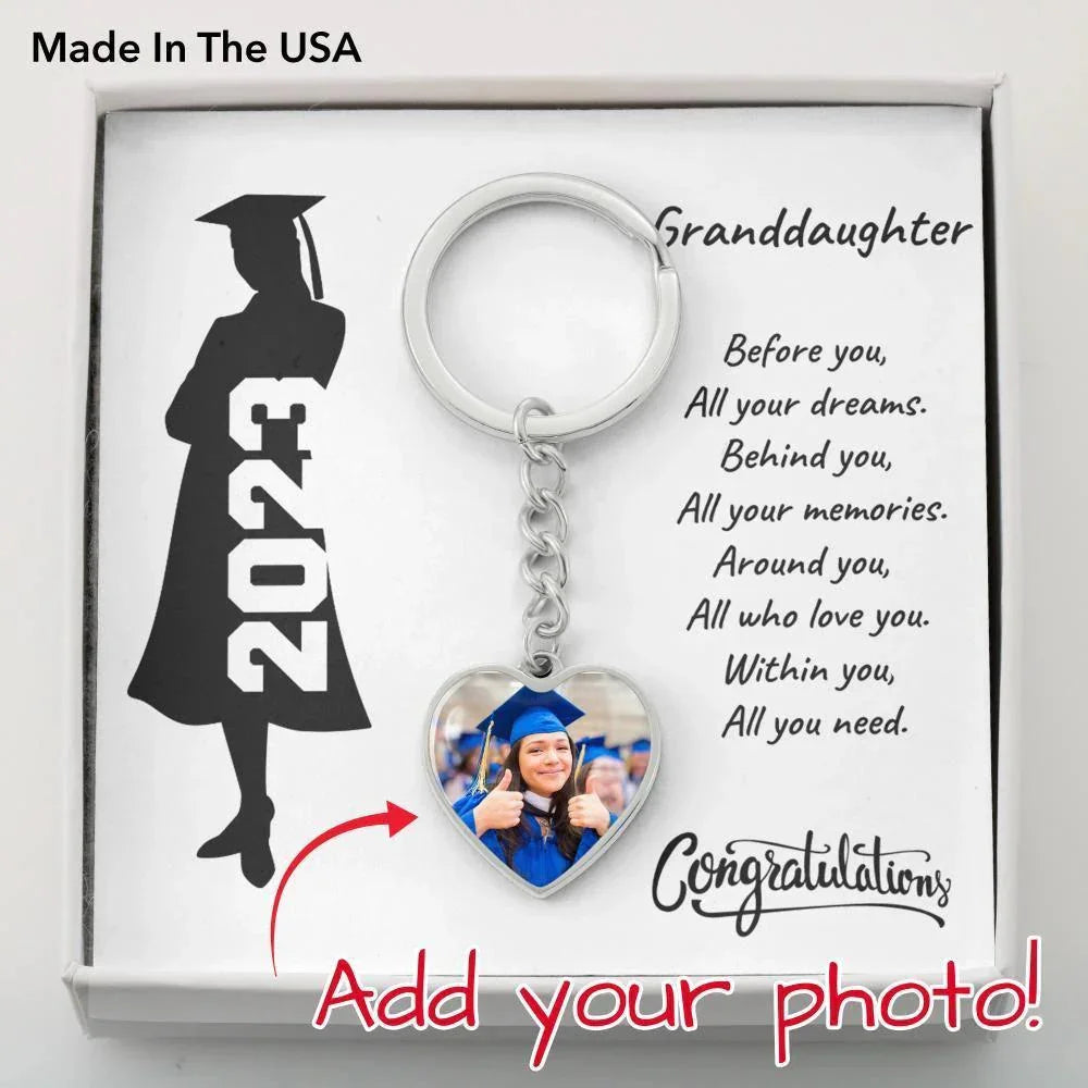 Granddaughter Graduation Gift All Your Dreams Engraved Heart Keychain