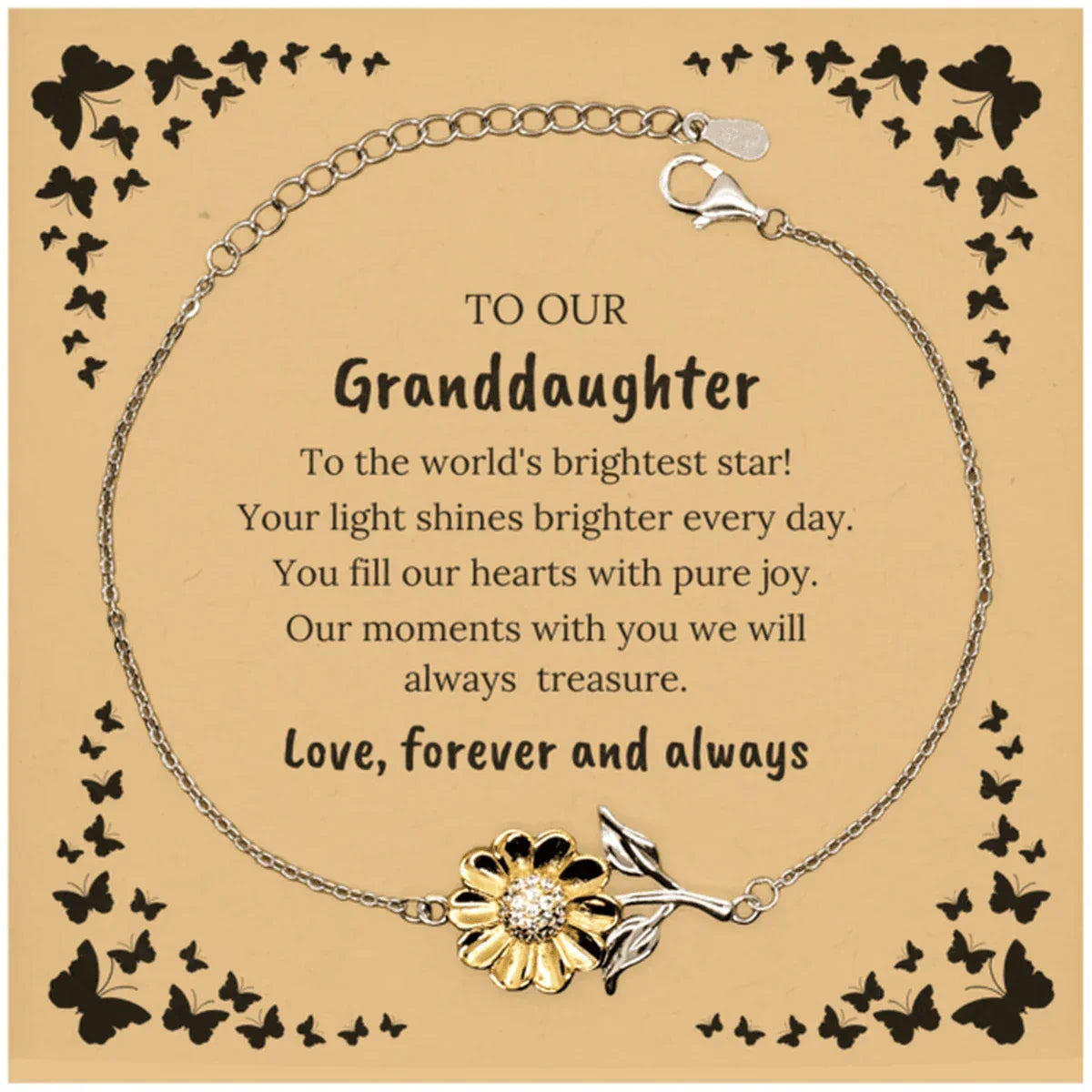 Granddaughter Sunflower Bracelet - To My Granddaughter You fill Our Hearts With Pure Joy. Our Moments With You We Will Always Treasure.