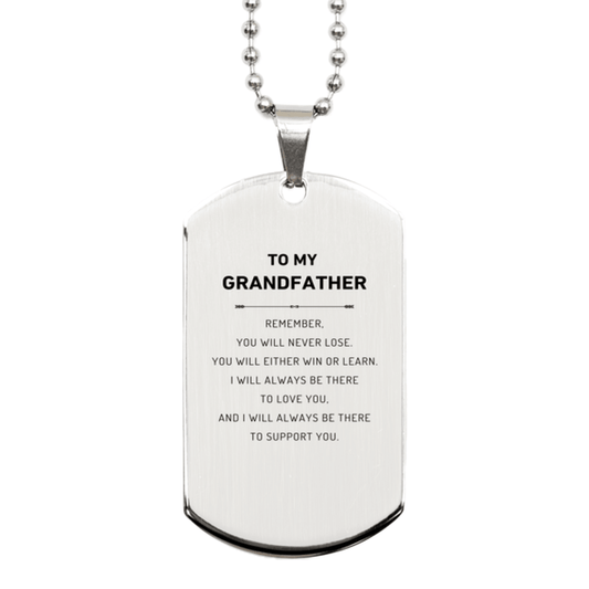 Grandfather Gifts, To My Grandfather Remember, you will never lose. You will either WIN or LEARN, Keepsake Silver Dog Tag For Grandfather Engraved, Birthday Christmas Gifts Ideas For Grandfather X-mas Gifts - Mallard Moon Gift Shop