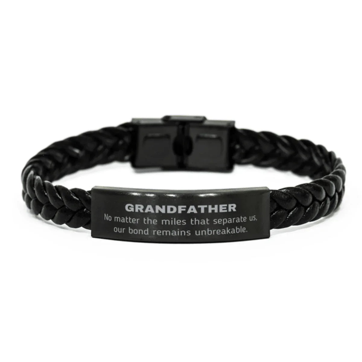 Grandfather Long Distance Relationship No matter the miles that separate us, Our Bond Remains Unbreakable Braided Leather Bracelet Birthday Father's Day Christmas Unique Gifts