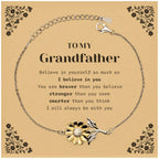 Grandfather Sunflower Bracelet Gifts, To My Grandfather You are braver than you believe, stronger than you seem, Inspirational Gifts For Grandfather Card, Birthday, Christmas Gifts For Grandfather Men Women