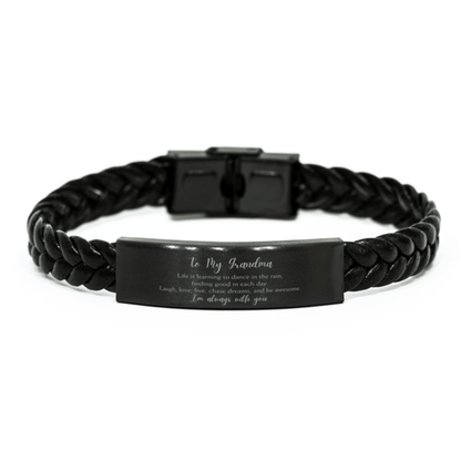 Grandma Christmas Perfect Gifts, Grandma Braided Leather Bracelet, Motivational Grandma Engraved Gifts, Birthday Gifts For Grandma, To My Grandma Life is learning to dance in the rain, finding good in each day. I'm always with you - Mallard Moon Gift Shop