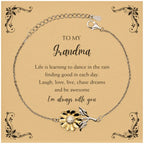 Grandma Sunflower Bracelet - Life is Learning to Dance in the Rain Birthday, Christmas Holiday Gifts