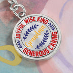 Grandma Engraved Circle Keychain – Joyful, Wise, Kind Grandma Gift, Stainless Steel Keepsake for Mother’s Day, Birthdays & Grandparents
