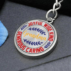 Grandma Engraved Circle Keychain – Joyful, Wise, Kind Grandma Gift, Stainless Steel Keepsake for Mother’s Day, Birthdays & Grandparents