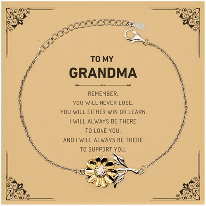 Grandma Gifts, To My Grandma Remember, you will never lose. You will either WIN or LEARN, Keepsake Sunflower Bracelet For Grandma Card, Birthday Christmas Gifts Ideas For Grandma X-mas Gifts - Mallard Moon Gift Shop