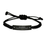 Grandma Long Distance Relationship Gifts, No matter the miles that separate us, Cute Love Black Rope Bracelet For Grandma, Birthday Christmas Unique Gifts For Grandma