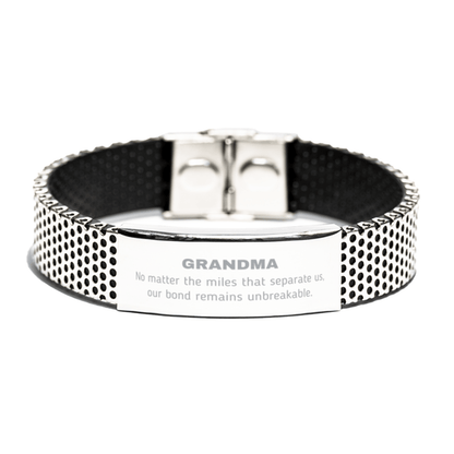 Grandma Long Distance Relationship Gifts, No matter the miles that separate us, Cute Love Stainless Steel Bracelet For Grandma, Birthday Christmas Unique Gifts For Grandma - Mallard Moon Gift Shop