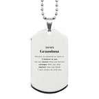 Grandma Silver Dog Tag Engraved Necklace - You are Braver than you Believe, Stronger than you Seem, Inspirational Birthday, Christmas Mother's Day Gifts