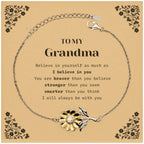 Grandma Sunflower Bracelet Gifts, To My Grandma You are braver than you believe, stronger than you seem, Inspirational Gifts For Grandma Card, Birthday, Christmas Gifts For Grandma Men Women