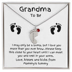 Grandma To Be Custom Engraved Baby Feet Birthstone Necklace