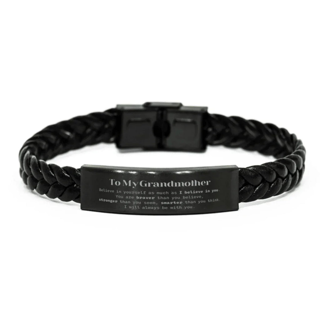 Grandmother Braided Leather Bracelet Gifts, To My Grandmother You are braver than you believe, stronger than you seem, Inspirational Gifts For Grandmother Engraved, Birthday, Christmas Gifts For Grandmother Men Women