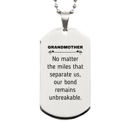 Grandmother Long Distance Relationship Gifts, No matter the miles that separate us, Cute Love Silver Dog Tag For Grandmother, Birthday Christmas Unique Gifts For Grandmother - Mallard Moon Gift Shop