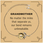 Grandmother Long Distance Relationship Gifts, No matter the miles that separate us, Cute Love Sunflower Bracelet For Grandmother, Birthday Christmas Unique Gifts For Grandmother