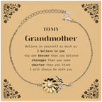 Grandmother Sunflower Bracelet Gifts, To My Grandmother You are braver than you believe, stronger than you seem, Inspirational Gifts For Grandmother Card, Birthday, Christmas Gifts For Grandmother Men Women