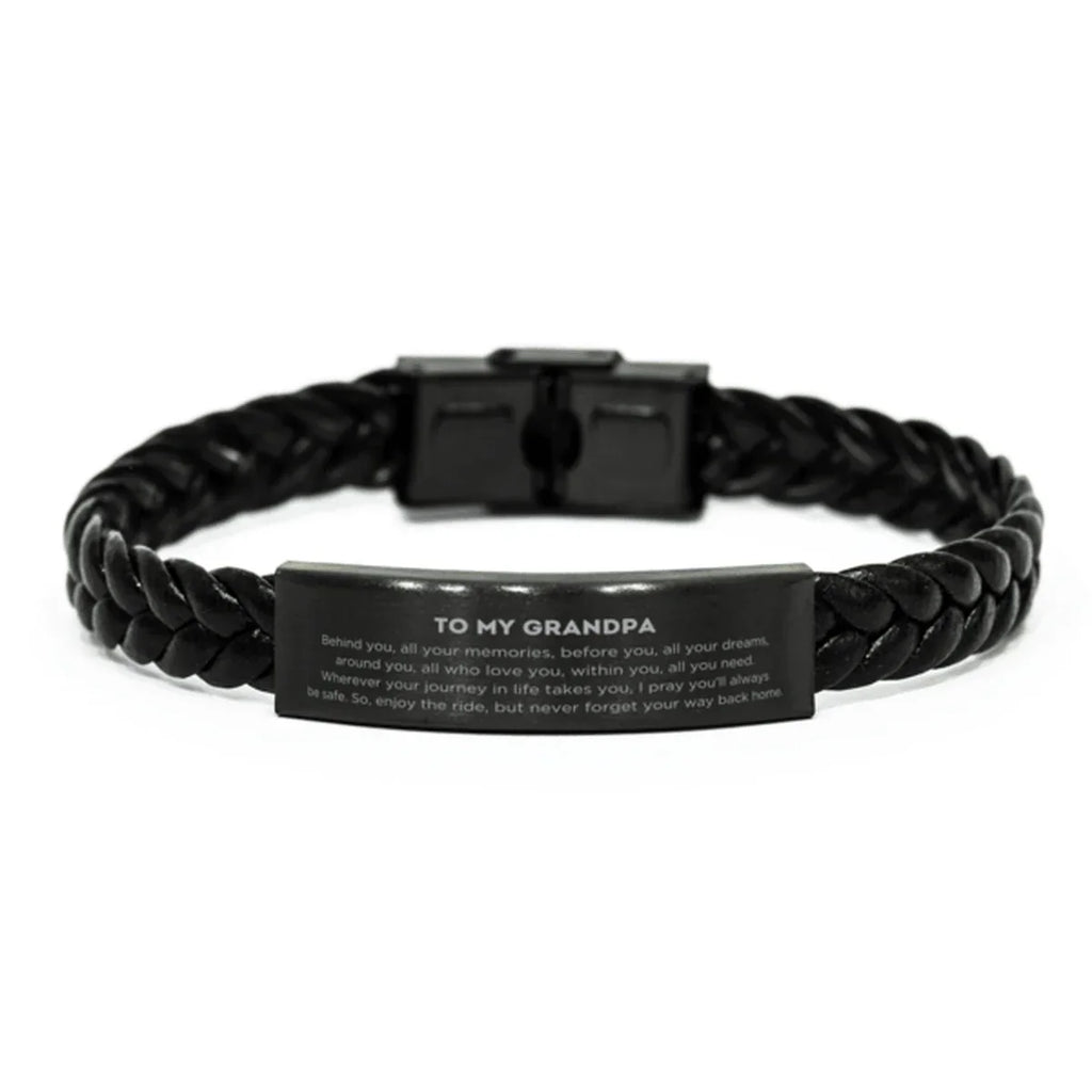 Grandpa Braided Leather Bracelet Birthday Christmas Unique Gifts Behind you, all your memories, before you, all your dreams