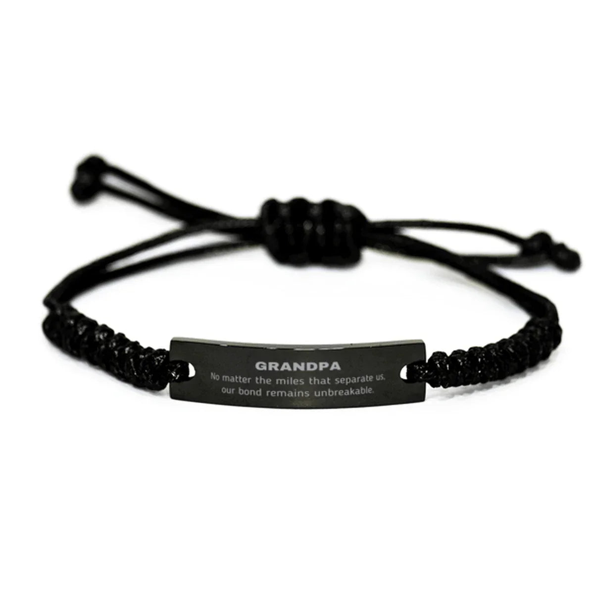 Grandpa Long Distance Relationship Gifts, No matter the miles that separate us, Cute Love Black Rope Bracelet For Grandpa, Birthday Christmas Unique Gifts For Grandpa