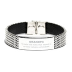 Grandpa Long Distance Relationship Gifts, No matter the miles that separate us, Cute Love Stainless Steel Bracelet For Grandpa, Birthday Christmas Unique Gifts For Grandpa