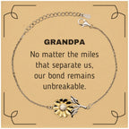 Grandpa Long Distance Relationship Gifts, No matter the miles that separate us, Cute Love Sunflower Bracelet For Grandpa, Birthday Christmas Unique Gifts For Grandpa