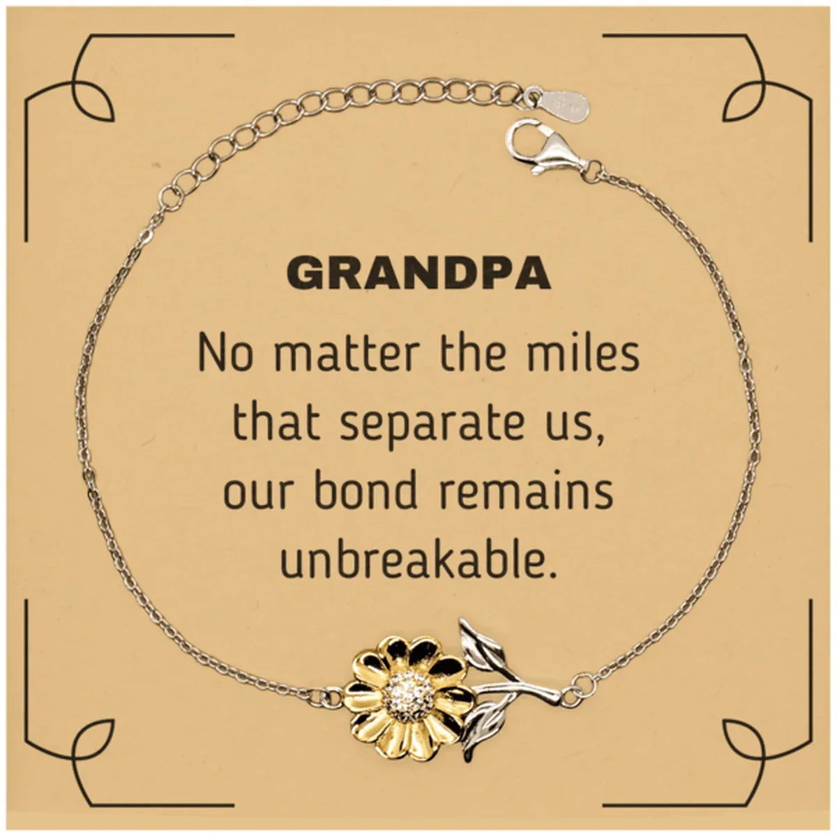 Grandpa Long Distance Relationship Gifts, No matter the miles that separate us, Cute Love Sunflower Bracelet For Grandpa, Birthday Christmas Unique Gifts For Grandpa