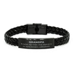 Grandpa Long Distance Relationship No matter the miles that separate us, Our Bond Remains Unbreakable Braided Leather Bracelet Birthday Father's Day Christmas Unique Gifts