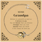 Grandpa Sunflower Bracelet Gifts, To My Grandpa You are braver than you believe, stronger than you seem, Inspirational Gifts For Grandpa Card, Birthday, Christmas Gifts For Grandpa Men Women