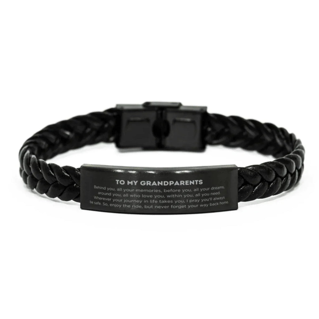 Grandparents Braided Leather Bracelet Birthday Christmas Unique Gifts Behind you, all your memories, before you, all your dreams