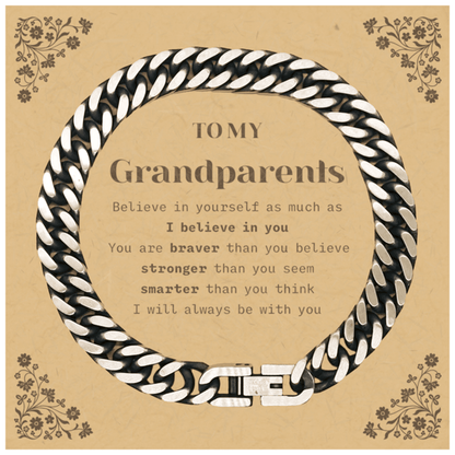 Grandparents Cuban Link Chain Bracelet Gifts, To My Grandparents You are braver than you believe, stronger than you seem, Inspirational Gifts For Grandparents Card, Birthday, Christmas Gifts For Grandparents Men Women - Mallard Moon Gift Shop