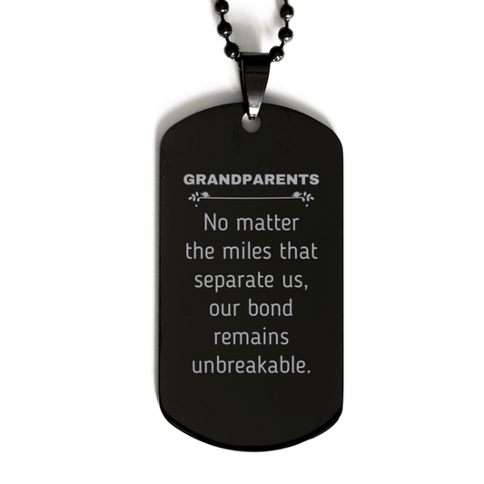 Grandparents Long Distance Relationship Gifts, No matter the miles that separate us, Cute Love Black Dog Tag For Grandparents, Birthday Christmas Unique Gifts For Grandparents - Mallard Moon Gift Shop