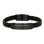 Grandparents Long Distance Relationship Gifts, No matter the miles that separate us, Cute Love Braided Leather Bracelet For Grandparents, Birthday Christmas Unique Gifts For Grandparents