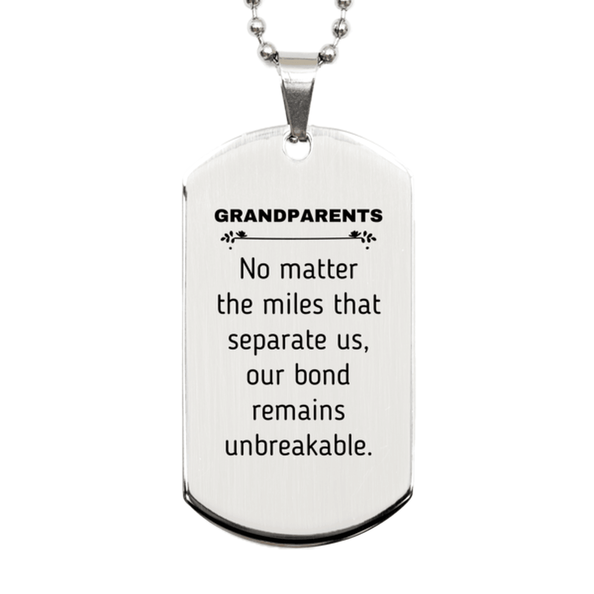 Grandparents Long Distance Relationship Gifts, No matter the miles that separate us, Cute Love Silver Dog Tag For Grandparents, Birthday Christmas Unique Gifts For Grandparents - Mallard Moon Gift Shop